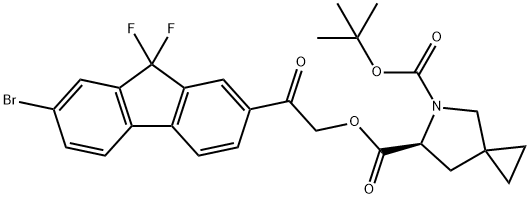 5-Azaspiro[2.4]heptane-5,6-dicarboxylic acid, 6-[2-(7-broMo-9,9-difluoro-9H-fluoren-2-yl)-2-oxoethyl] 5-(1,1-diMethylethyl) ester, (6S)- Structure