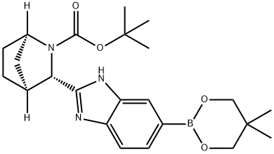 (1R,3S,4S)-3-[6-(5,5-DIMETHYL-1,3,2-DIOXABORINAN-2-YL)-1H-BENZIMIDAZOL-2-YL]-2-AZABICYCLO[2.2.1]HEPTANE-2-CARBOXYLIC ACID 1,1-DIMETHYLETHYL ESTER, 1499193-75-7, 结构式