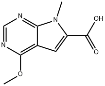 4-メトキシ-7-メチル-7H-ピロロ[2,3-D]ピリミジン-6-カルボン酸 化学構造式