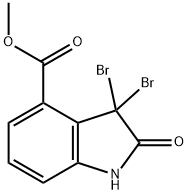 1H-Indole-4-carboxylic acid, 3,3-dibroMo-2,3-dihydro-2-oxo-, Methylester Struktur