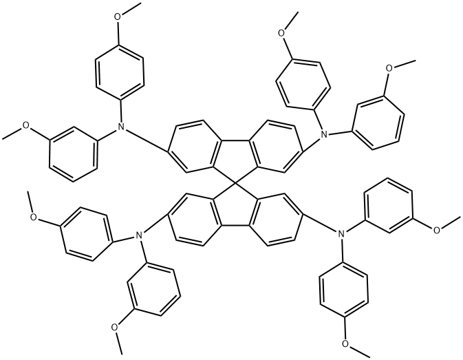 N2,N2',N7,N7'-Tetrakis(3-Methoxyphenyl)-N2,N2',N7,N7'-tetrakis(4-Methoxyphenyl)-9,9'-spirobi[fluorene]-2,2',7,7'-tetraaMine Struktur