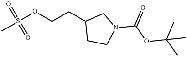 tert-butyl 3-(2-((Methylsulfonyl)oxy)ethyl)pyrrolidine-1-carboxylate 化学構造式