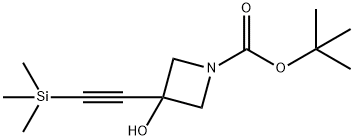 tert-butyl 3-hydroxy-3-((trimethylsilyl)ethynyl)azetidine-1-carboxylate 化学構造式