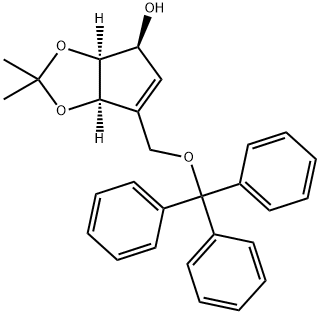 4H-Cyclopenta-1,3-dioxol-4-ol, 3a,6a-dihydro-2,2-diMethyl-6-[(triphenylMethoxy)Methyl]-, (3aS,4S,6aR)- 化学構造式