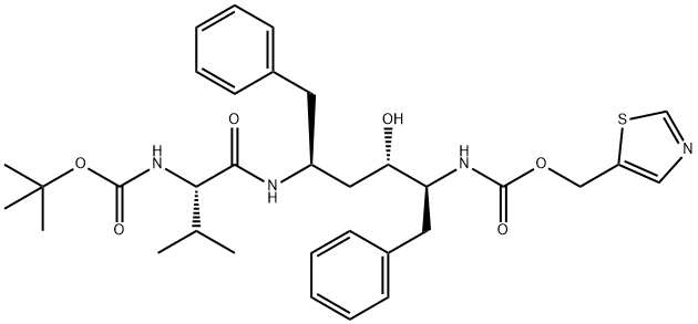 4-Hydroxy-13,13-diMethyl-9-(1-Methylethyl)-8,11-dioxo-3,6-bis(phenylMethyl) 12-Oxa-2,7,10-triazatetradecanoic Acid 5-ThiazolylMethyl Ester,165315-96-8,结构式