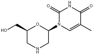 1-((2R,6S)-6-(羟甲基)吗啉-2-基)-5-甲基嘧啶-2,4(1H,3H)-二酮, 179073-10-0, 结构式