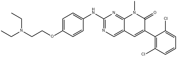 6-(2,6-二氯苯基)-2-[[4-[2-(二乙基氨基)乙氧基]苯基]氨基]-8-甲基吡啶并[2,3-D]嘧啶-7(8H)-酮, 185039-89-8, 结构式