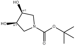 (3R,4S)-tert-butyl 3,4-dihydroxypyrrolidine-1-carboxylate 化学構造式