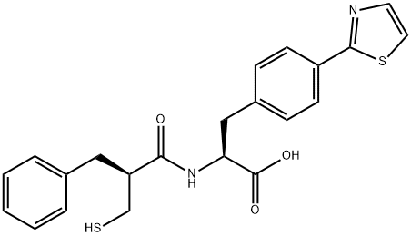 N-[(S)-2-ベンジル-3-メルカプトプロピオニル]-4-(2-チアゾリル)-L-フェニルアラニン 化学構造式