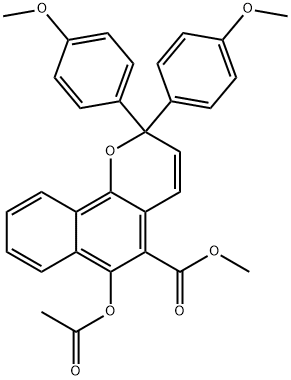 2H-Naphtho[1,2-b]pyran-5-carboxylic acid,6-(acetyloxy)-2,2-bis(4-Methoxyphenyl)-,Methyl ester Structure