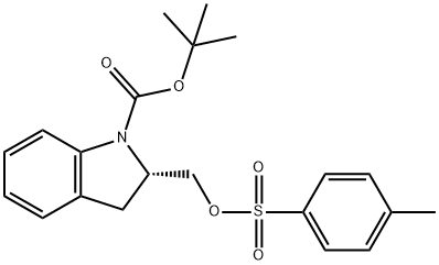 (S)-2-((甲苯磺酰氧基)甲基)二氢吲哚-1-羧酸叔丁酯 结构式