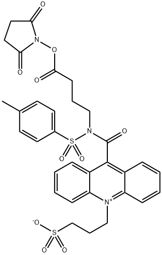 3-[9-(((3-(N-succiniMidyloxycarboxypropyl)[4-Methxylphenyl]sulfonyl)aMine)carboxyl]-10-acridiniuMyl)-1-propanesulfonate inner salt (NSP-SA-NHS) Structure