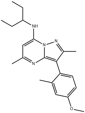 N-(1-乙基丙基)-3-(4-甲氧基-2-甲基苯基)-2,5-二甲基吡唑并[1,5-A]嘧啶-7-胺 结构式