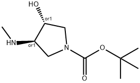 TRANS-1-BOC-3-ヒドロキシ-4-(アミノメチル)ピロリジン 化学構造式