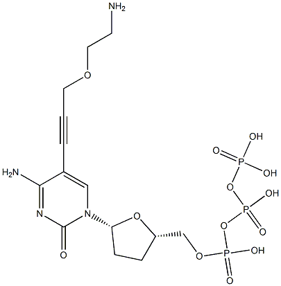 5-[3-(2-Aminoethoxy)-1-propynyl]-2',3'-dideoxy-cytidine 5'-(tetrahydrogen triphosphate) Structure