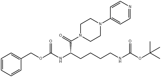 CarbaMic acid, N-[(1S)-5-[[(1,1-diMethylethoxy)carbonyl]aMino]-1-[[4-(4-pyridinyl)-1-piperazinyl]carbonyl]pentyl]-, phenylMethyl ester Struktur