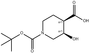 (3R,4R)-1-(tert-butoxycarbonyl)-3-hydroxypiperidine-4-carboxylic acid,206111-42-4,结构式