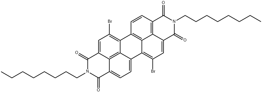 N,N'-二辛基-1,7-二溴-苝四羧酸二酰亚胺,209111-67-1,结构式