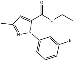 1-(3-ブロモフェニル)-3-メチル-1H-ピラゾール-5-カルボン酸エチル 化学構造式