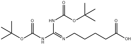5-(2,3-bis(tert-butoxycarbonyl)guanidino)pentanoic acid Struktur