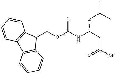 (R)-3-((((9H-フルオレン-9-イル)メトキシ)カルボニル)アミノ)-5-メチルヘキサン酸 化学構造式