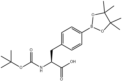 (S)-2-((叔丁氧基羰基)氨基)-3-(4-(4,4,5,5-四甲基-1,3,2-二氧杂环戊硼烷-2-基)苯基)丙酸 结构式