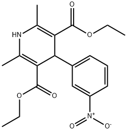 1,4-ジヒドロ-2,6-ジメチル-4-(3-ニトロフェニル)-3,5-ピリジンジカルボン酸ジエチル 化学構造式
