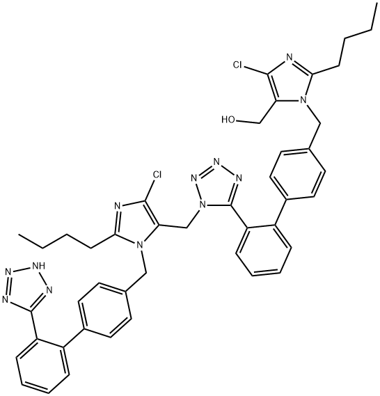 N1-Losartanyl-losartan (Losartan IMpurity) 化学構造式