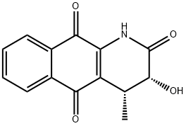 (3R,4R)-3,4-二氢-3-羟基-4-甲基苯并[G]喹啉-2,5,10(1H)-三酮, 240122-30-9, 结构式