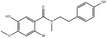 2-溴-4-甲氧基-5-羟基-N-[2'-(4-羟基苯基)乙基]-N-甲基-苯甲酰胺,24958-44-9,结构式