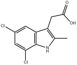 2-(5,7-Dichloro-2-Methyl-1H-indol-3-yl)acetic acid 化学構造式