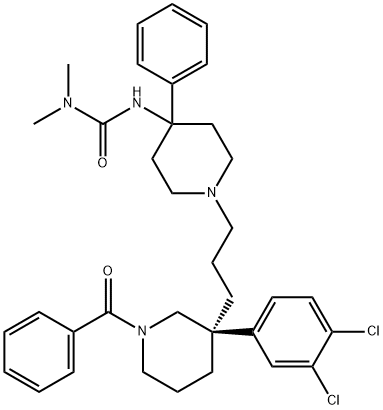 N1-[1-3-[(3R)-1-Benzoyl-3-(3-(3,4-dichlorophenyl)-3-piperidinyl]propyl]-4-phenyl-piperidinyl]-N,N-dimethylureahydrochloride Structure