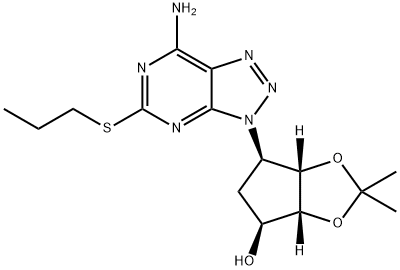 (3aR,4S,6R,6aS)-6-[7-Amino-5-(propylthio)-3H-1,2,3-triazolo[4,5-d]pyrimidin-3-yl]tetrahydro-2,2-dimethyl-4H-cyclopenta-1,3-dioxol-4-ol Structure