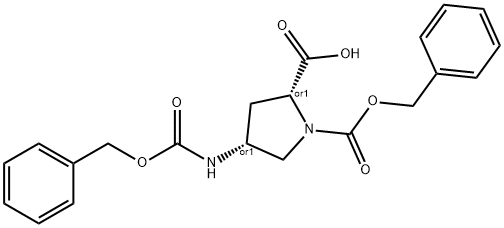 REL-(2S,4S)-1-((苄氧基)羰基)-4-(((苄氧基)羰基)氨基)吡咯烷-2-羧酸 结构式