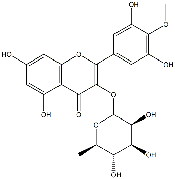 2-(4-Methoxy-3,5-dihydroxyphenyl)-3-(6-deoxy-α-L-mannopyranosyloxy)-5,7-dihydroxy-4H-1-benzopyran-4-one Struktur