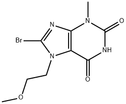 8-BroMo-3,7-dihydro-7-(2-Methoxyethyl)-3-Methyl-1H-purine-2,6-dione 结构式