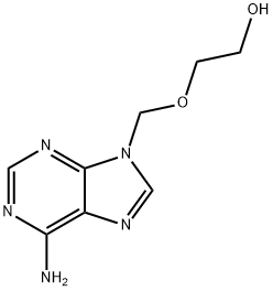 2-((6-アミノ-1H-プリン-1-イル)メトキシ)エタノール 化学構造式