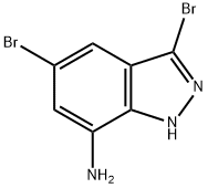 3,5-ジブロモ-1H-インダゾール-7-アミン 化学構造式
