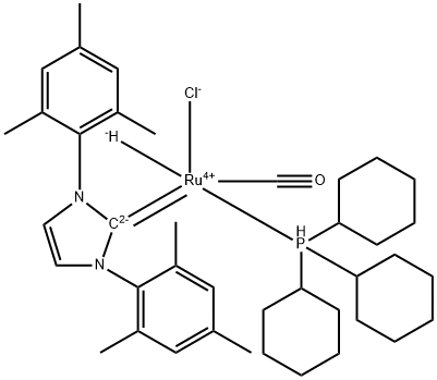 氯化[1,3-双(2,4,6-三甲基苯基)-2-咪唑烷亚基](一氧化碳)(氢)(三环己基膦)钌, 330197-31-4, 结构式