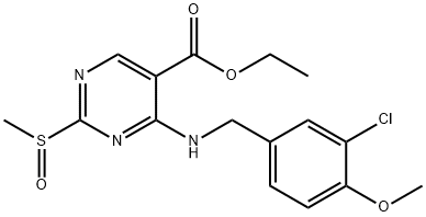4-(3-chloro-4-MethoxybenzylaMino)-5-ethoxycarbonyl-2-MethylsulfinylpyriMidine Struktur