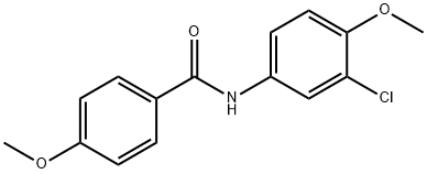 N-(3-クロロ-4-メトキシフェニル)-4-メトキシベンズアミド 化学構造式