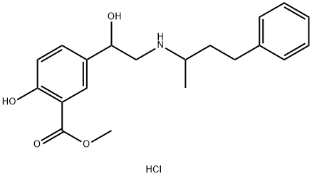 5-[1-Hydroxy-2-[(1-methyl-3-phenylpropyl)amino]ethyl]salicylic acid methyl ester hydrochloride 化学構造式