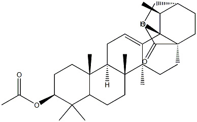 3β-アセチルオキシ-13-ヒドロキシウルサ-11-エン-28-酸γ-ラクトン 化学構造式