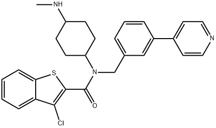 3-氯-N-[4-(甲基氨基)环己基]-N-[[3-(4-吡啶基)苯基]甲基]-苯并[B]噻吩-2-甲酰胺, 364590-63-6, 结构式