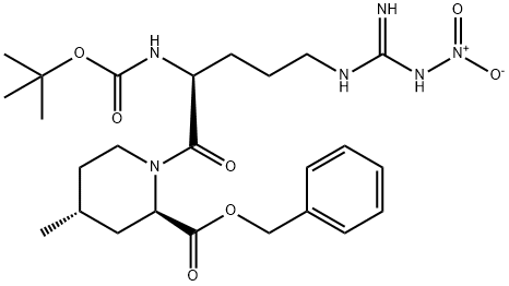 (2R,4R)-1-[(2S)-2-[(tert-Butyloxycarbonyl)aMino]-5-[[iMino(nitroaMino)Methyl]aMino]-1-oxopentyl]-4-Methyl-2-piperidinecarboxylic Acid Benzyl Ester 化学構造式