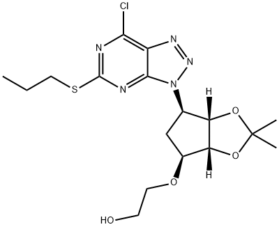 2-[[(3AR,4S,6R,6AS)-6-[7-氯-5-(丙硫基)-3H-1,2,3-三氮唑并[4,5-D]嘧啶-3-基]四氢-2,2-二甲基-4H-环戊烯并-1,3-二恶茂-4-基]氧基]乙醇,376608-75-2,结构式