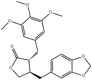 (3R)-3α-(3,4,5-Trimethoxybenzyl)-4β-(1,3-benzodioxole-5-ylmethyl)tetrahydrofuran-2-one Structure