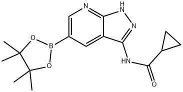 CYCLOPROPANECARBOXAMIDE, N-[5-(4,4,5,5-TETRAMETHYL-1,3,2-DIOXABOROLAN-2-YL)-1H-PYRAZOLO[3,4-B]PYRIDIN-3-YL]- Struktur