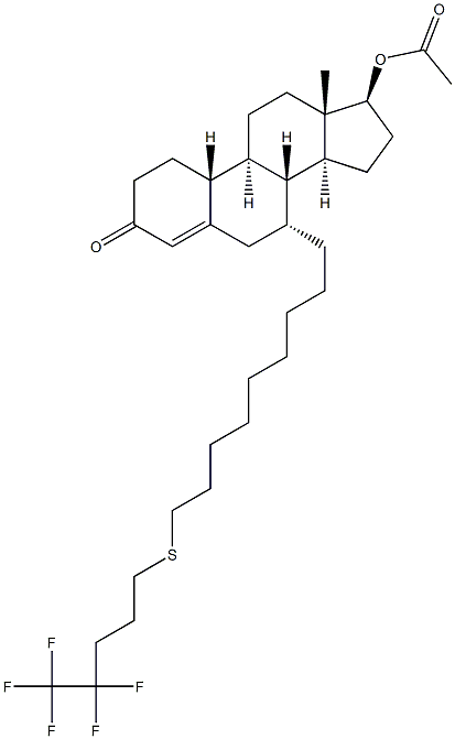 (7alpha,17beta)-17-(Acetyloxy)-7-[9-[(4,4,5,5,5-pentafluoropentyl)thio]nonyl]estr-4-en-3-one Struktur