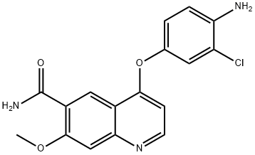 4-(4-アミノ-3-クロロフェノキシ)-7-メトキシキノリン-6-カルボアミド 化学構造式